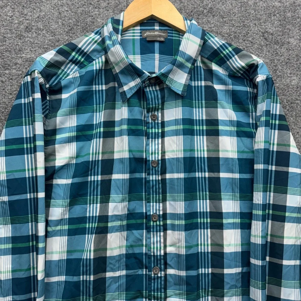 Eddie Bauer Button‎ Up Shirt Men's Size XL Plaid Long Sleeve Casual Outdoor Top